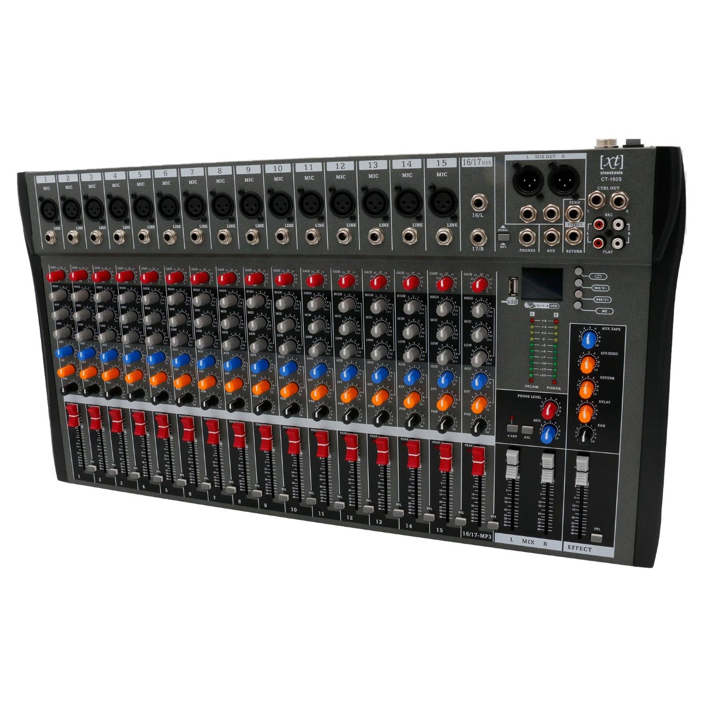 SINEXTES CT160S Mixer/Scheda Audio 16 canali (reali) MP3 USB Bluetooth con Effetto Echo