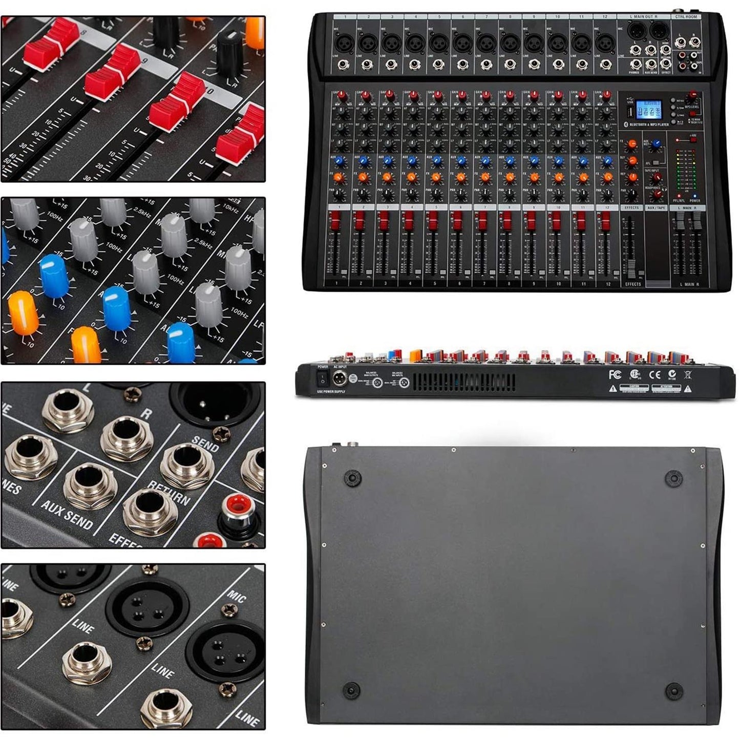 SINEXTESIS CT120S Mixer/Scheda Audio 12 canali (reali) MP3 USB Bluetooth con Effetto Echo