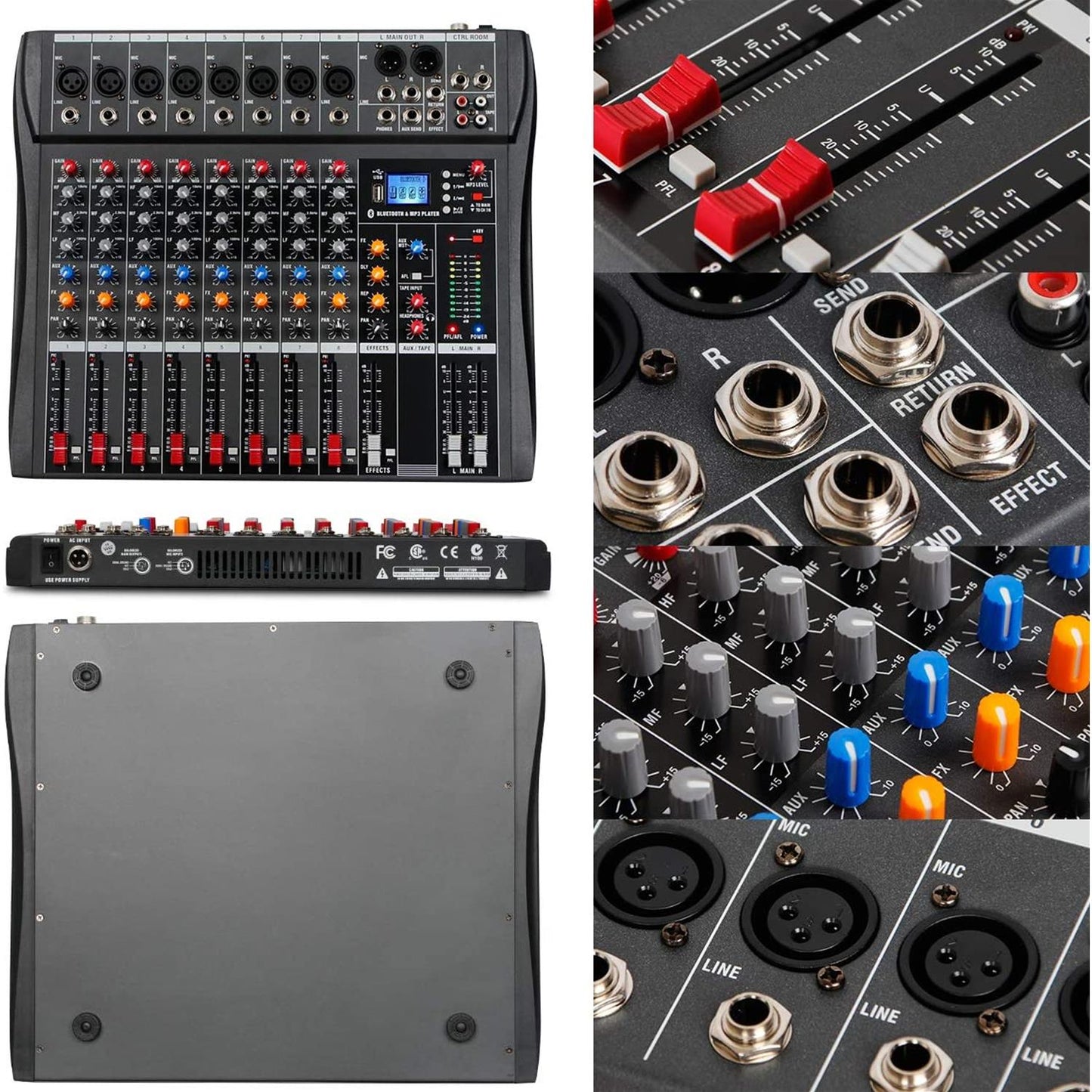 SINEXTESIS CT80S Mixer/Scheda Audio 8 canali MP3 USB Bluetooth con Effetto Echo