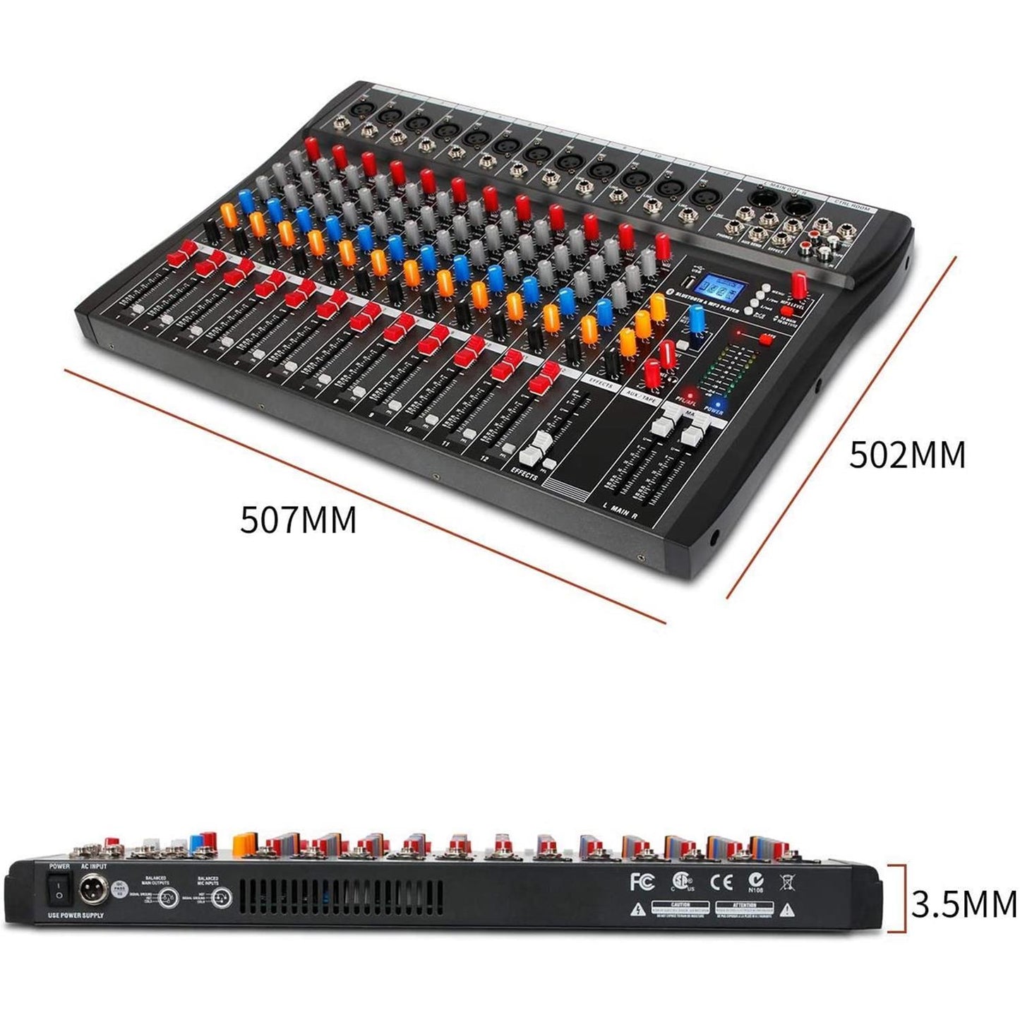 SINEXTESIS CT120S Mixer/Scheda Audio 12 canali (reali) MP3 USB Bluetooth con Effetto Echo