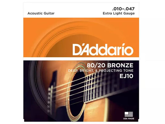D'ADDARIO EJ10 CORDE CHITARRA ACUSTICA 010/047