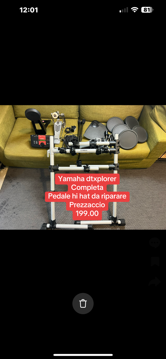 Yamaha dtxplorer batteria elettronica . Pedale hi hat rotto da acquistare a parte