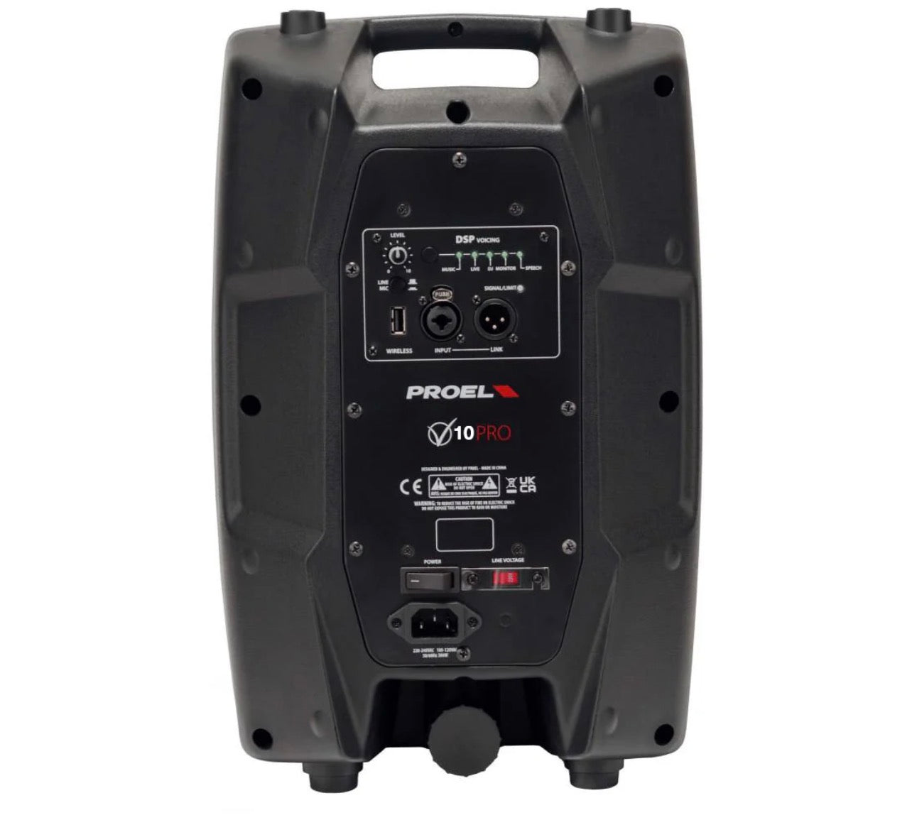 Proel V10 PRO Diffusore Audio Attivo 2vie 600W Picco sezione DSP x suono HQ Nero